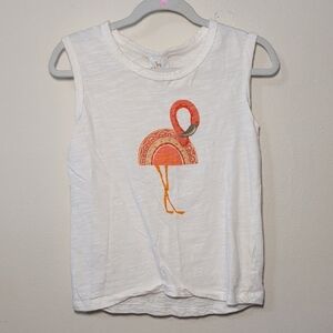 Velvet Fawn Flamingo Tank Top White Pink 100% Cotton Summer Girls Size 7